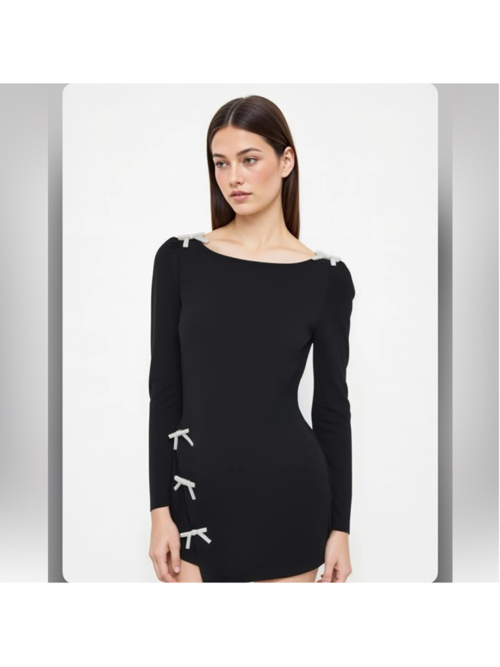 Cider ROUND NECKLINE SOLID BOWKNOT MINI DRESS CC20-11 M